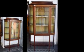 Edwardian Mahogany Display Unit Breakfront Shaped Form and Astral Glazed door, bow glass sides,