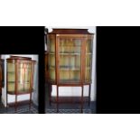 Edwardian Mahogany Display Unit Breakfront Shaped Form and Astral Glazed door, bow glass sides,