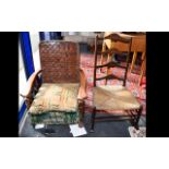 Ladder Back Rocking Chair With Rush Seat, Together With An Ercol Low Armchair,