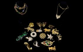 A Large And Varied Collection Of Vintage Costume Jewellery Twenty items in total to include large