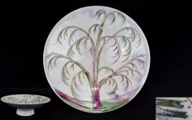 William Moorcroft Signed Tazza ' Weeping Willow ' Atmospheric Design. Date 1930's. Interesting Shape