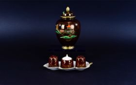 Carlton Ware Rouge Royale Lidded Ginger Jar In Early Oriental Pattern And Rouge Royale Cruet Set