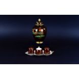 Carlton Ware Rouge Royale Lidded Ginger Jar In Early Oriental Pattern And Rouge Royale Cruet Set