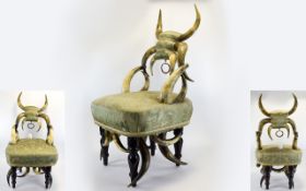 Antique - Small Elaborate and Impressive American Buffalo Horn Chair. c.1890's.