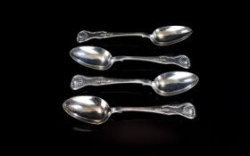 Interesting Set of Four Scottish Silver Spoons, Kings Pattern. Hallmark Edinburgh 1857, Maker M & S.