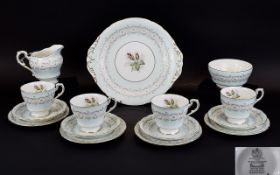 Paragon 'Radstock' Part Teaset comprising Sandwich/cake plate, 4 cups and saucers and side plates,