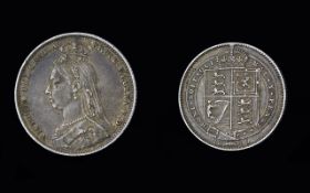 Queen Victoria High Grade - Jubilee Head Silver Shilling. Date 1889. E/F Uncirculated.