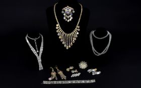A Collection Of 1950'S Aurora Borealis Crystal Costume Jewellery A wonderful collection of crystal