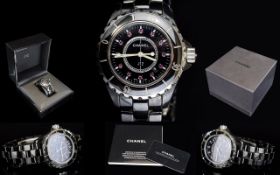 Chanel Paris J12 - Deluxe Limited Edition Black Ceramic Automatic Ladies Wrist Watch,