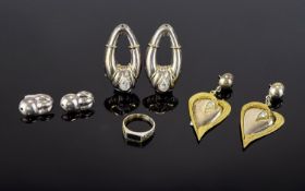 Contemporary Handmade Sterling Silver Heart Shaped Drop Earrings For pierced ears, statement