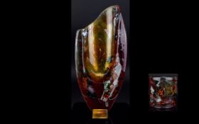 Modern Studio Art Glass Sculpture, Handmade In Greece Label,