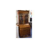 19thC Mahogany Bureau Bookcase,