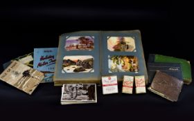 Antique Postcard Album And Collection Of Ephemera A large postcard/photo album containing over 60
