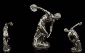 Classical Style - Late 19th Century Nice Quality Bronze Sculpture of a Greek Discus Thrower,