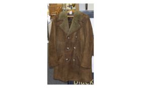 1970's Gents Double Breasted Shearling Jacket with faux horn buttons, revere collar in chestnut