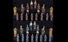 Louis XIIII King and Queen of France - Hand Painted Resin Figural Chess Set.