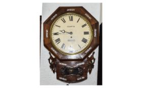 Drop Dial Rosewood Wall Clock painted dial, Roman Numerals, marked 'Courting, Exeter'.