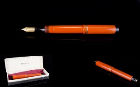 Parker Duofold Clip less Fountain Pen, Dark Orange with Black Ends.