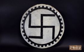 Painted Nazi Tin Sign, Of Circular Form. Diameter 22 Inches