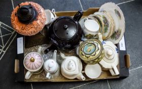 Collection of Antique Pottery to include Over sized Glazed Teapot, Part Tea service,