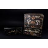 Antique Chinese Inlaid Writing Box Large rectangular standing box/miniature cabinet with top hinged