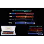 An Excellent Collection of Quality 1970's / 1980's - Elegant and Slim Fountain Pens In Various