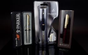 Parker 51 Gold and Maroon Colour Fountain Pen. Boxed, Hooded Nib, As New Condition + a Parker 45