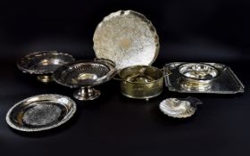 Collection of Silver Plated items including 2 swing handled baskets, a square serving tray,