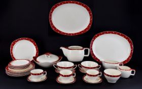 Red Domino Stylecraft Shape Jessie Tait Design Dinner Set. seventy pieces approx consisting of