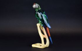 Swarovski Large Multifacted Crystal Figure From The Birds Of Paradise Collection ' Macaw'