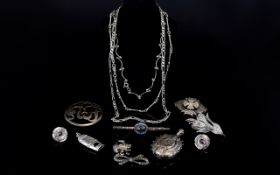 A Collection Of Silver Jewellery Twelve items in total to include three silver necklaces of varying