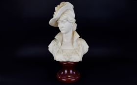 A Reproduction Art Nouveau Resin Bust In The Form Of Finely Attired Female Resin bust cast to