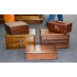 A Collection Of Antique Work/Specimen Boxes Five in total to include large oak two drawer work box