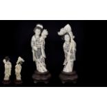 Japanese Early 20th Century Pair Of Carved Ivory Figures.