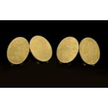 Antique Pair of Gents Heavy 9ct Gold Cufflinks of Oval Form. Marked 9ct Gold. 15 grams.