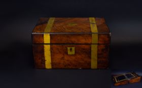 Walnut Veneer Writing Box with fitted interior. A/F