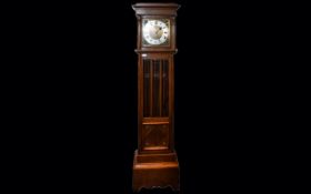 Early 20thC Oak Longcase Clock, Silvered Dial, Roman Numerals, Triple Weighted, Glazed Front.