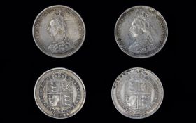 Queen Victoria High Grade Jubilee Head - Shield Back Silver Shillings ( 2 ) In Total.