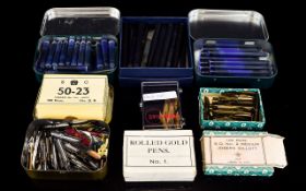 A Collection of Vintage Fountain Pen Nibs and Cartridges.