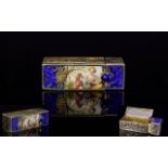 Austrian Late 19th Century Nice Quality - Rectangular Shaped Silver Gilt and Enamel Hinged Lipstick