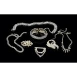 A Collection Of 1950's/60's Rhinestone Jewellery Seven items in total to include double strand