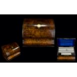 Regency Period - Nice Quality Burr Walnut Ladies Stationary Box of Excellent Form with Fitted