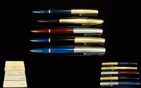 A Good Collection of Parker 51 Fountain Pens From The 1960's & 1970's Period. ( 5 ) Five In Total.