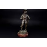 French 19th Century Well Cast and Heavy Bronze Sculpture of a Cavalier.