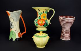A Collection of 1930's Period Hand Painted Ceramic Items ( 4 ) Four In Total. Comprises 1/ Devon