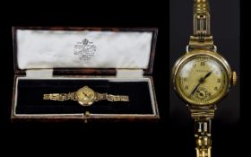 Rolex - Ladies 1920's 9ct Gold Wrist Watch, with Secondary Dial, Working Order, with Box.