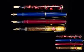 Collection of 4 Fountain Pens. Comprises 1/ Mabie Todd & Co Swan Blackbird Button Fill Fountain Pen.