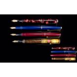 Collection of 4 Fountain Pens. Comprises 1/ Mabie Todd & Co Swan Blackbird Button Fill Fountain Pen.