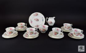 Coalport 'June Time' Part Teaset comprising 6 cups, saucers and side plates,