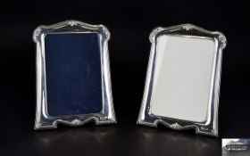 Elizabeth III - Period Pair of Fine Silver Photo Frames of Shaped and Tapered Form with Shell